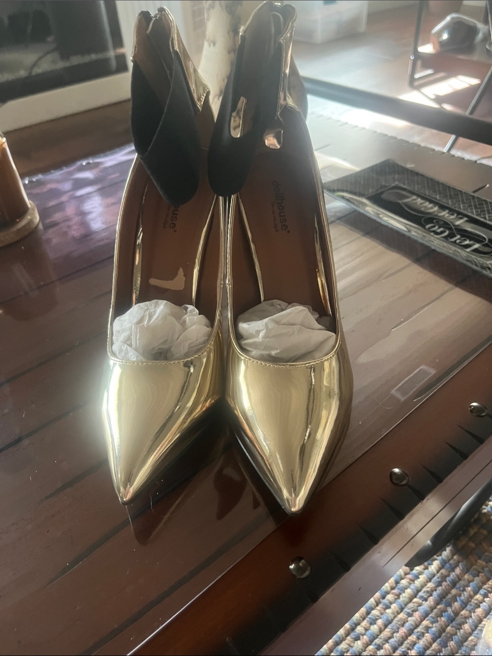 NEW ! Gold Pointed Toe Stiletto Pumps - Women